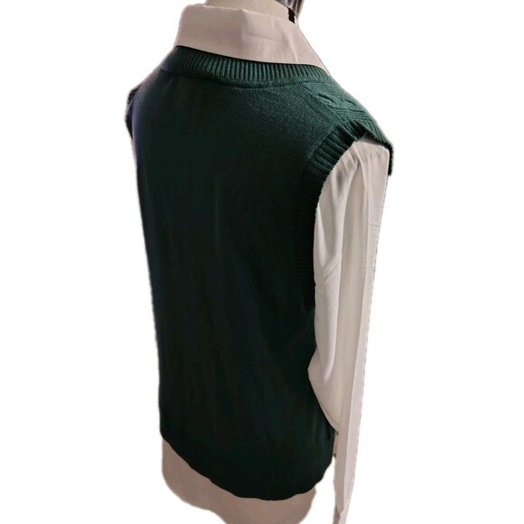 Siani Milano Vest Blouse Size S V Neck Green/ White Long Sleeve - Picture 5 of 8